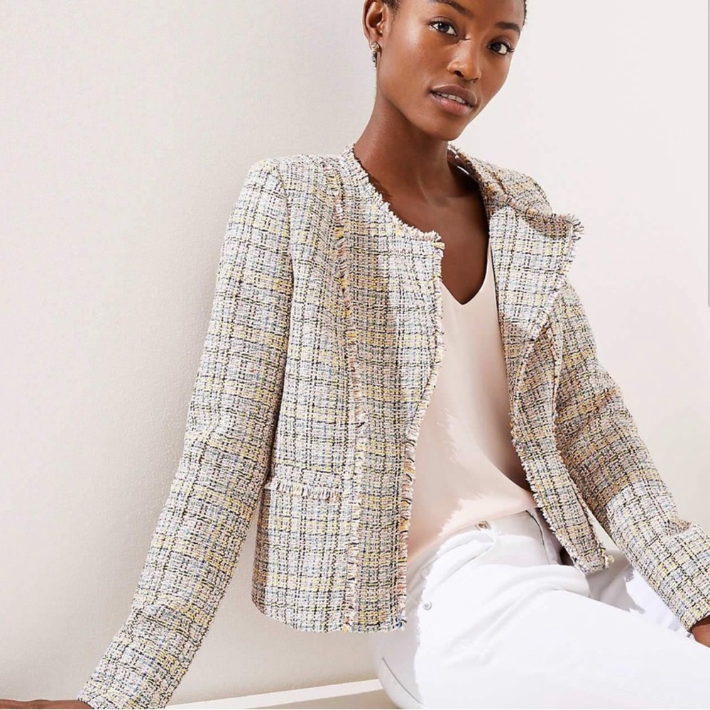 Loft Frayed Tweed Blazer size 0